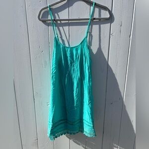 L’Space Spaghetti Strap Sundress Coverup Turquoise XSmall
